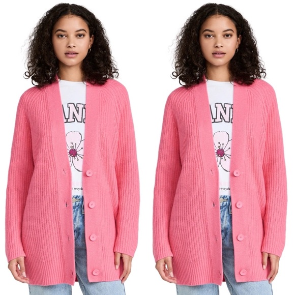 Brochu Walker Jenny Wool Cashmere Blend Cardigan in Nuevo Pink - Picture 1 of 14